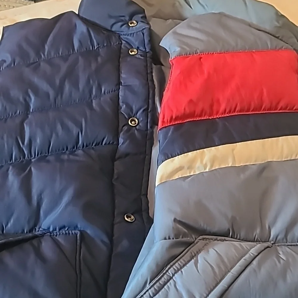 Camel reversible goose down blue vintage Puffer Vest